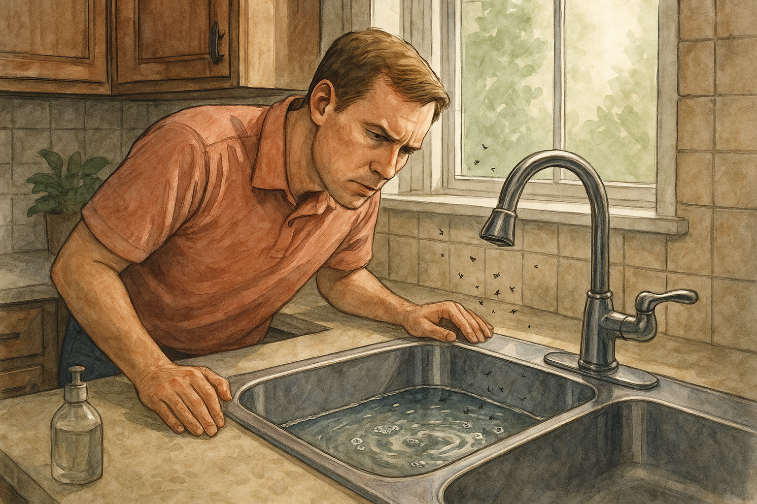 Close‑up of gnat larvae in potting soil