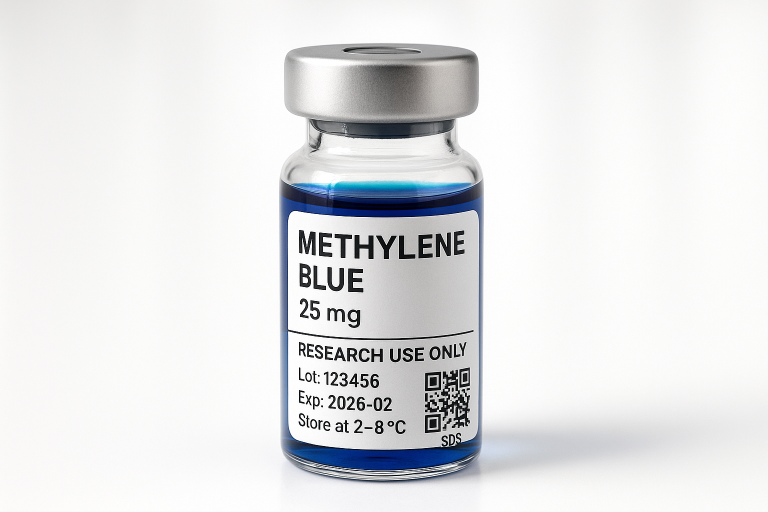 Sample MB RUO label showing disclaimer, barcode, and QR code