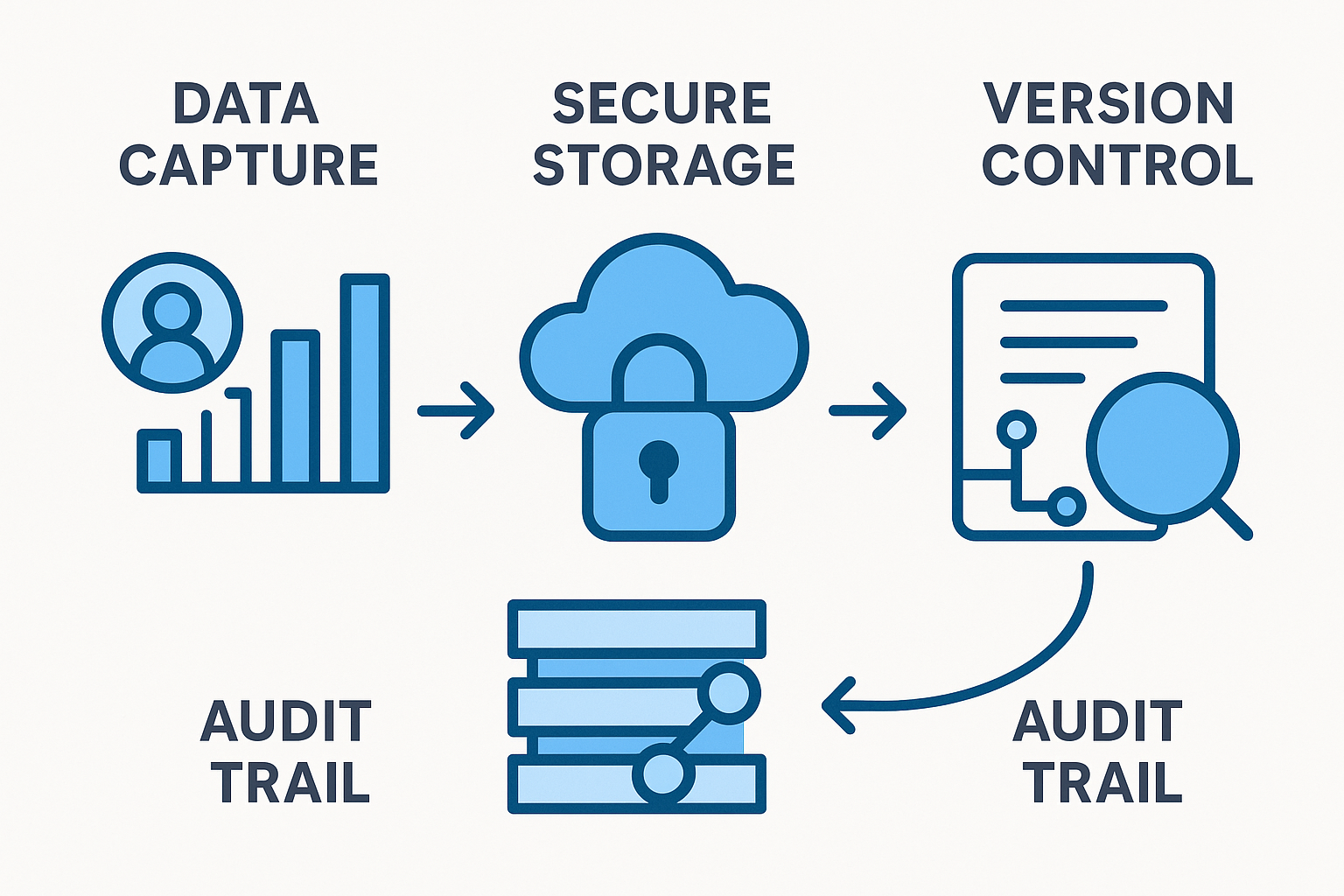 Four‑stage compliance workflow diagram