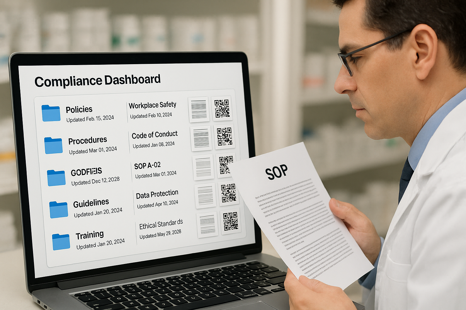 Illustration of a hybrid physical‑digital documentation workflow