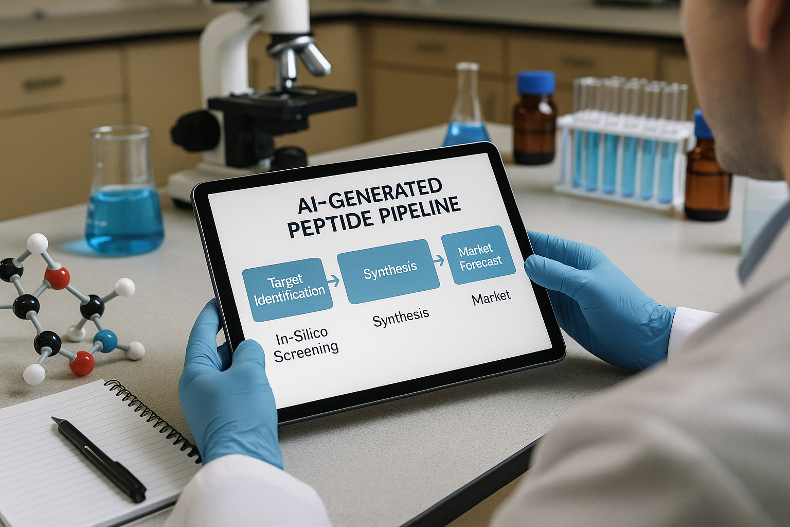 Dashboard view of AI peptide trend forecasting platform