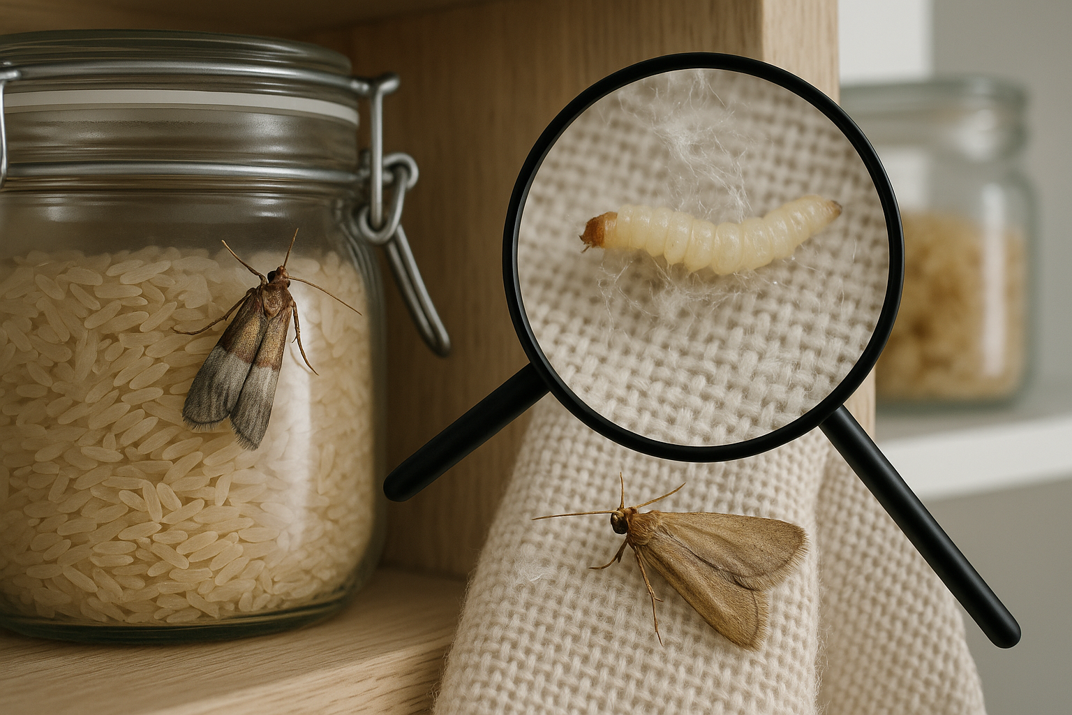 Pantry moth and clothes moth on common household items