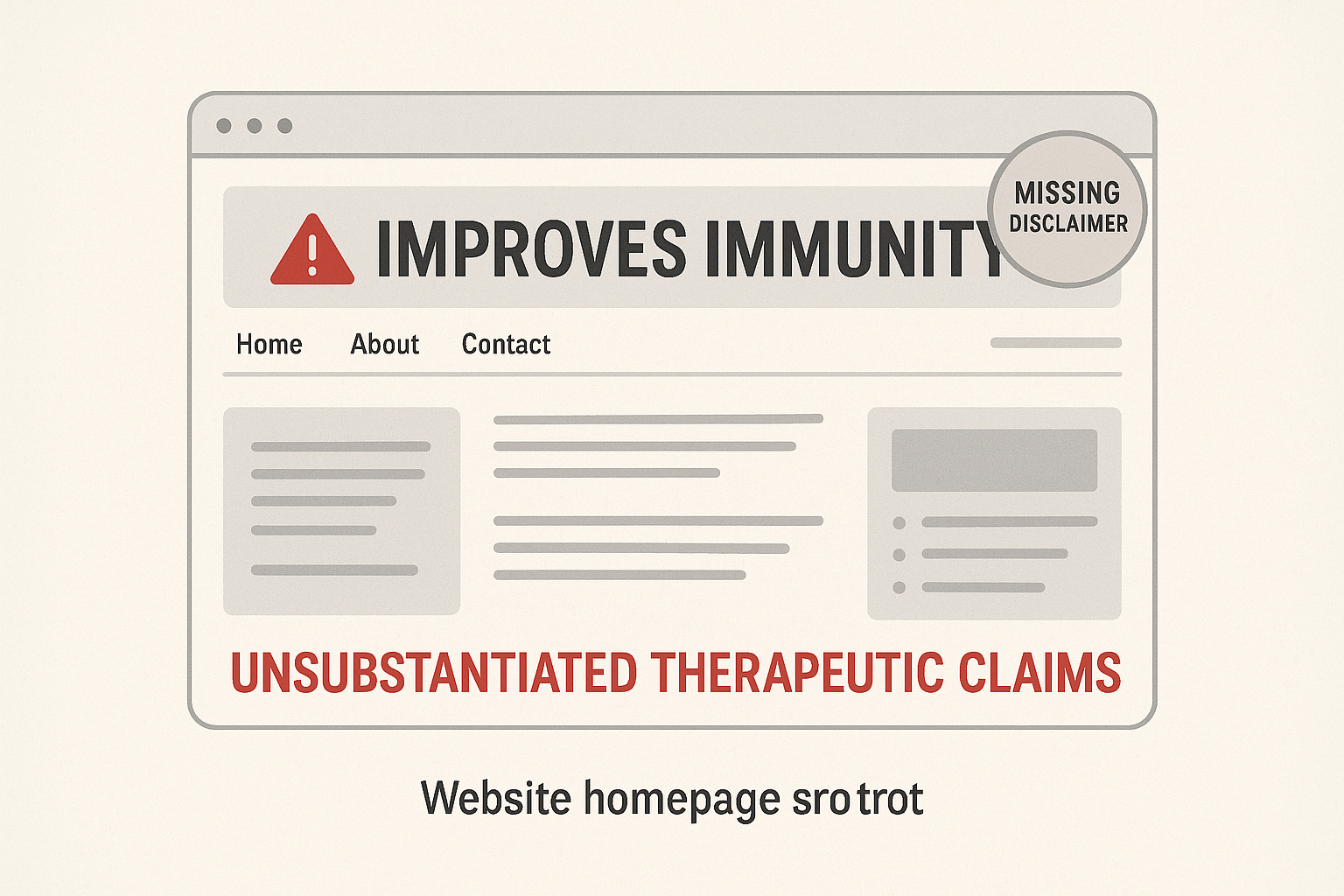 Mock homepage highlighting unsubstantiated claim hotspots