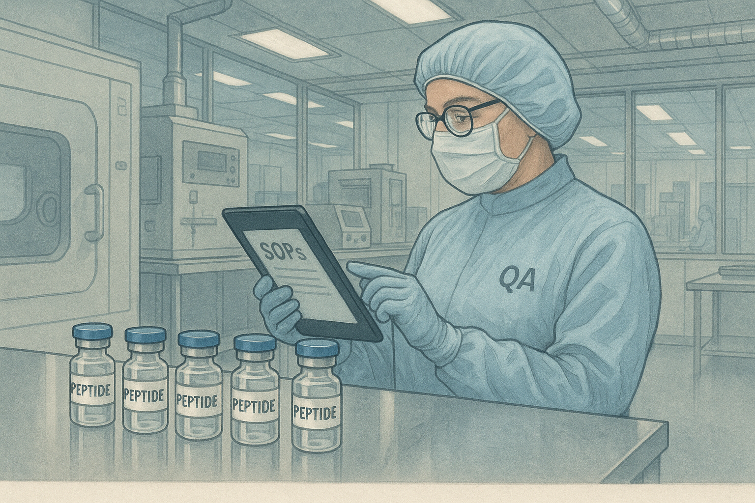 Diagram of a comprehensive internal QA workflow for peptide clinics