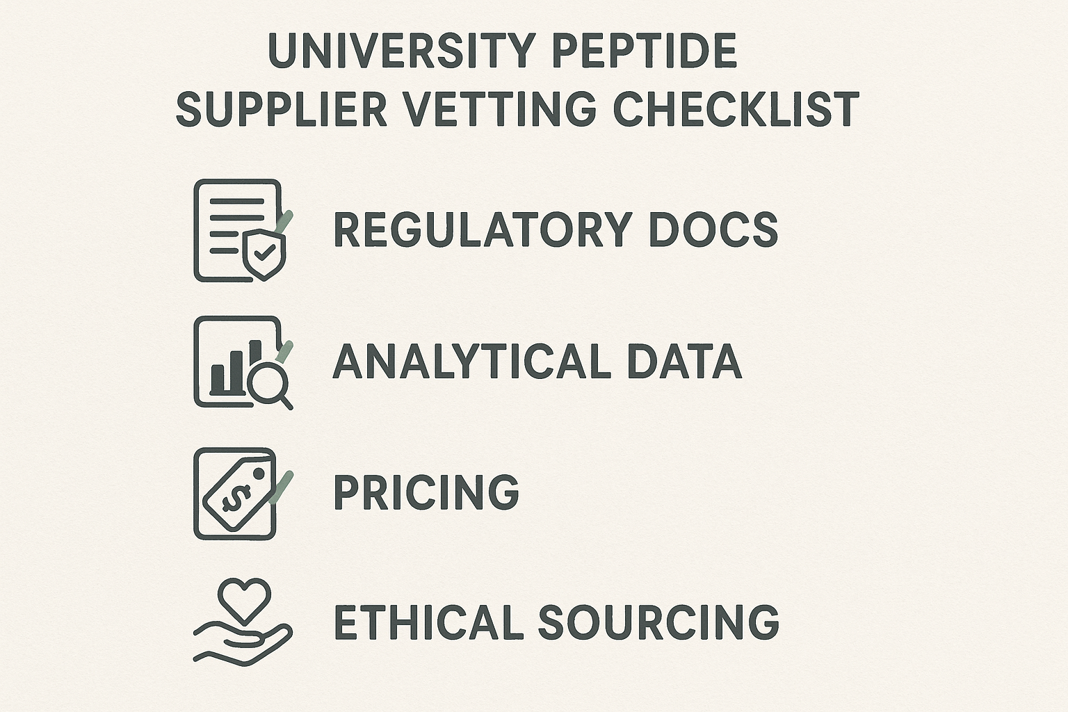 University peptide supplier vetting checklist infographic