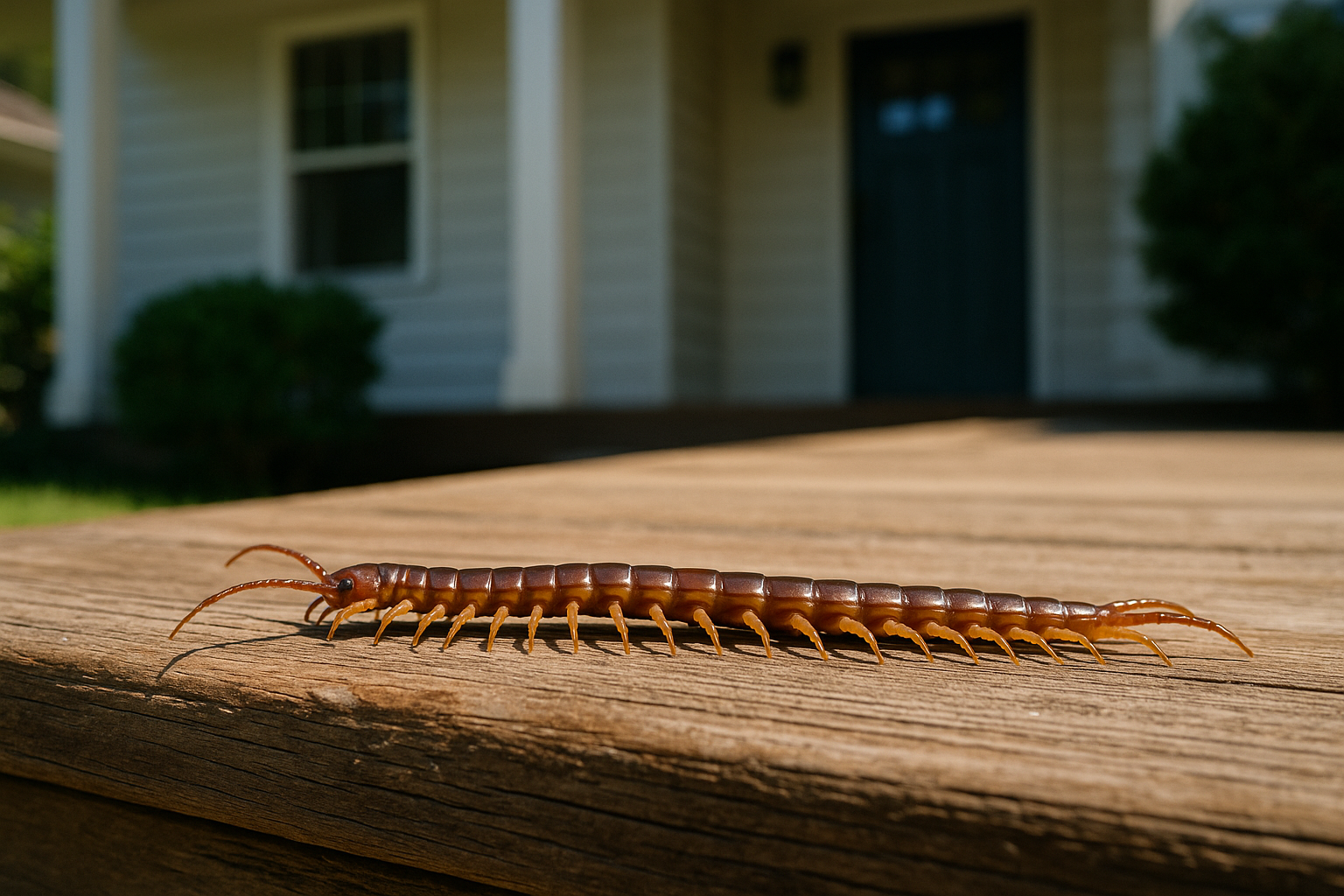 House centipede and larger Scolopendra polymorpha illustration