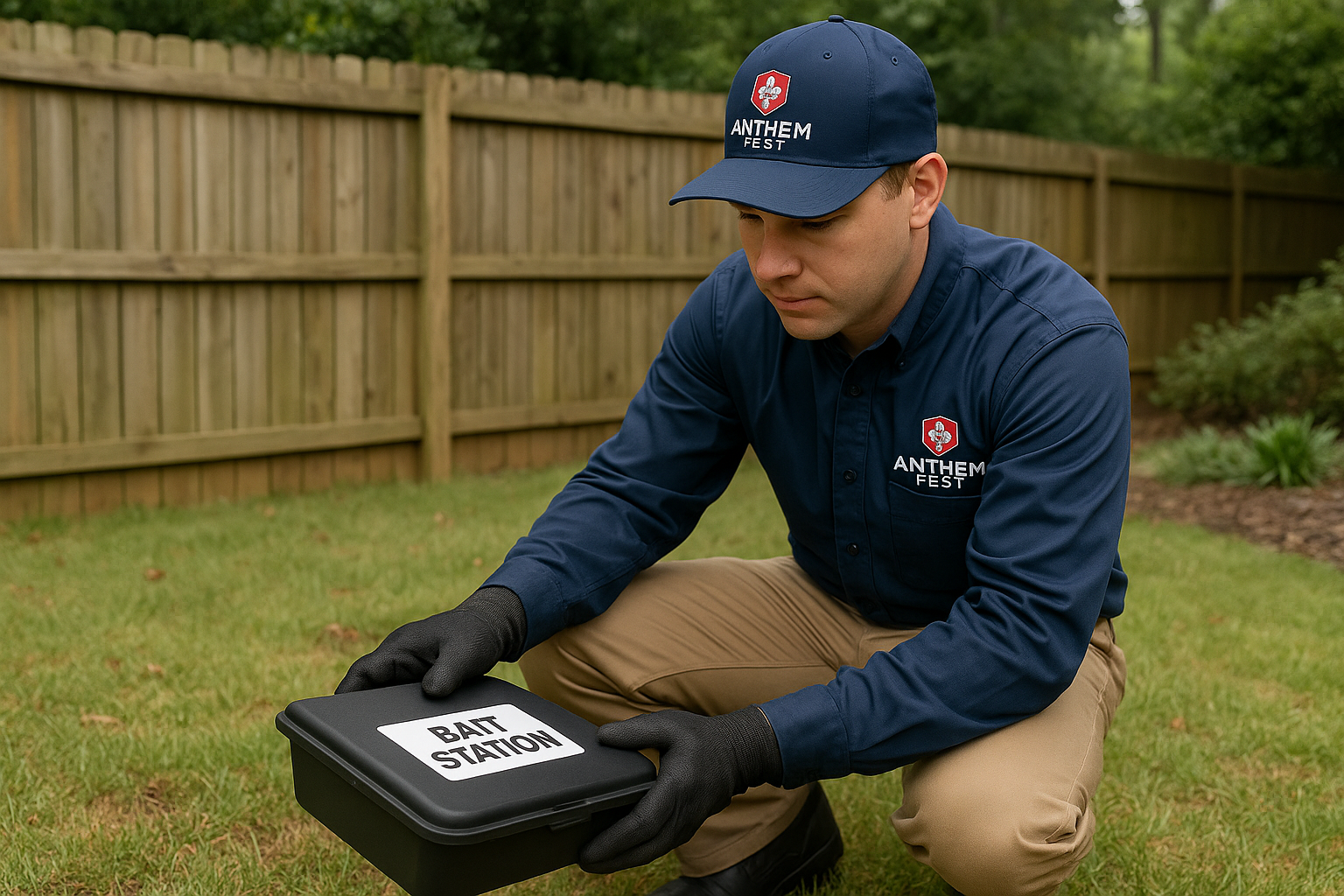 Homeowner sealing food and setting bait stations
