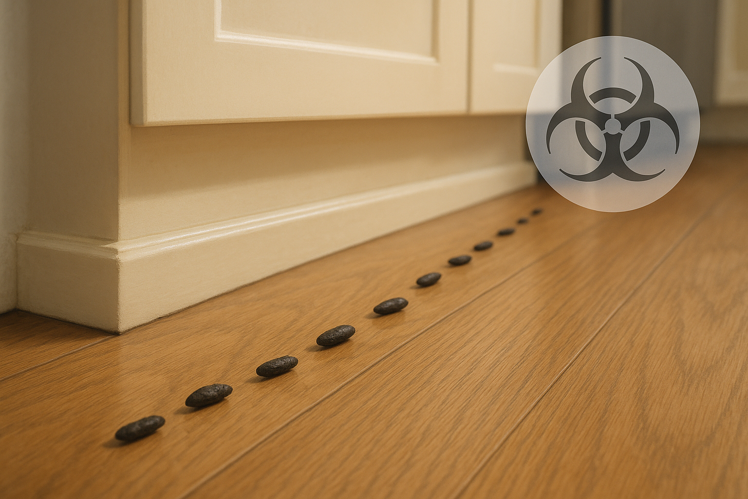 Illustration of common rat signs in a home