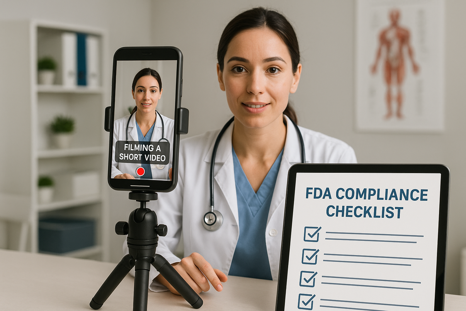 Checklist graphic for FDA‑compliant peptide videos