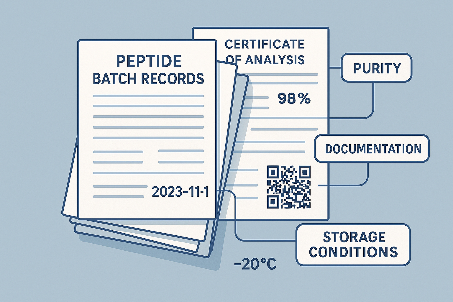 Diagram illustrating interconnected peptide documentation components