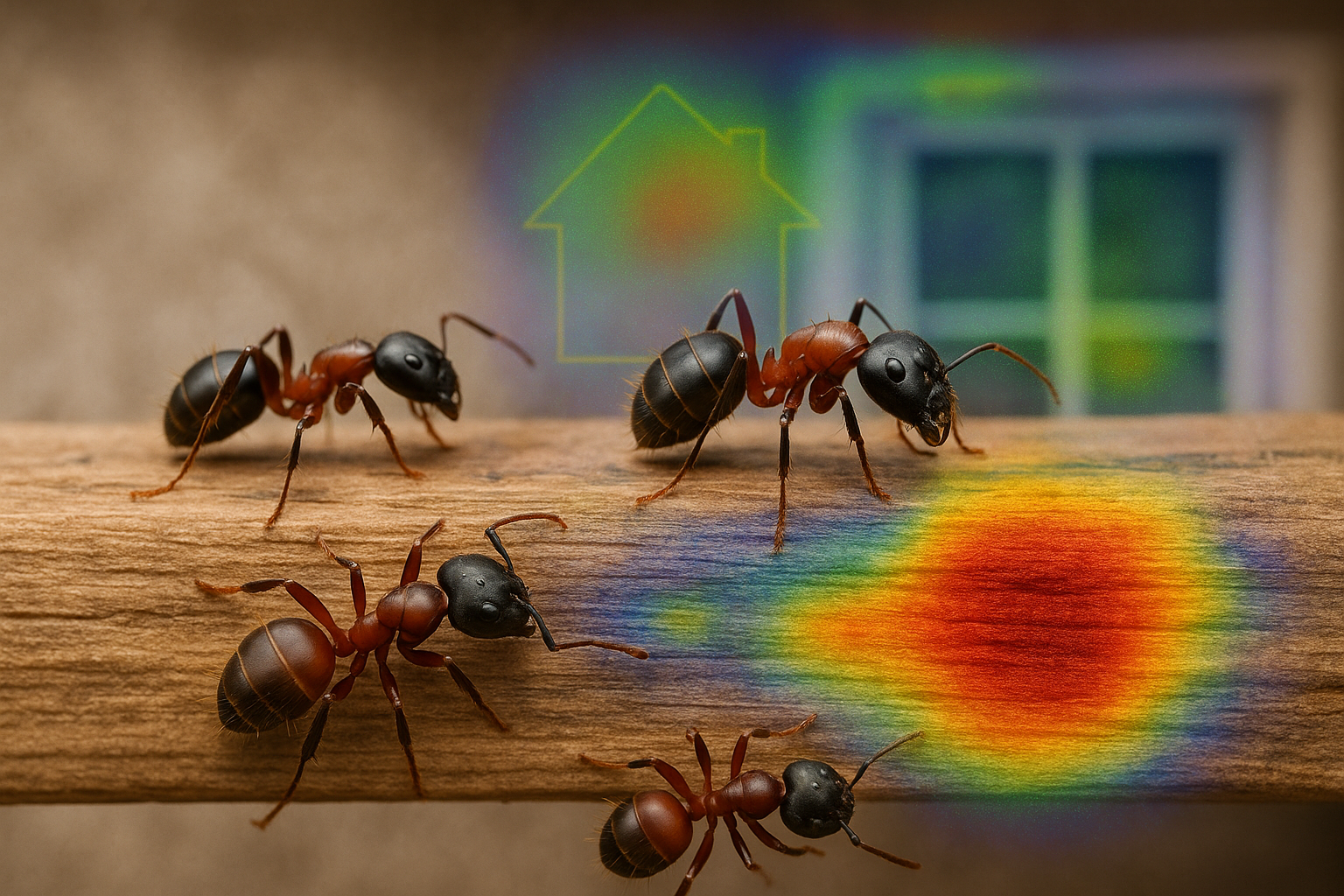 Heat‑map overlay showing typical ant hotspots in a Vinings residence