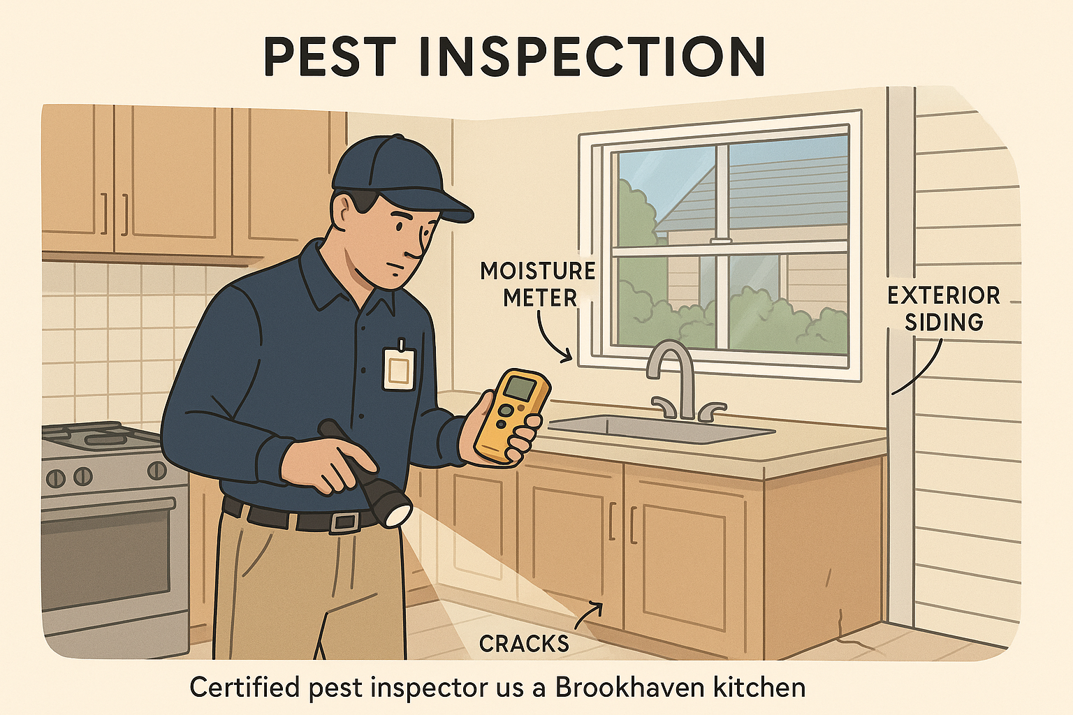 Anthem Pest technician conducting a stink bug inspection on a Brookhaven home