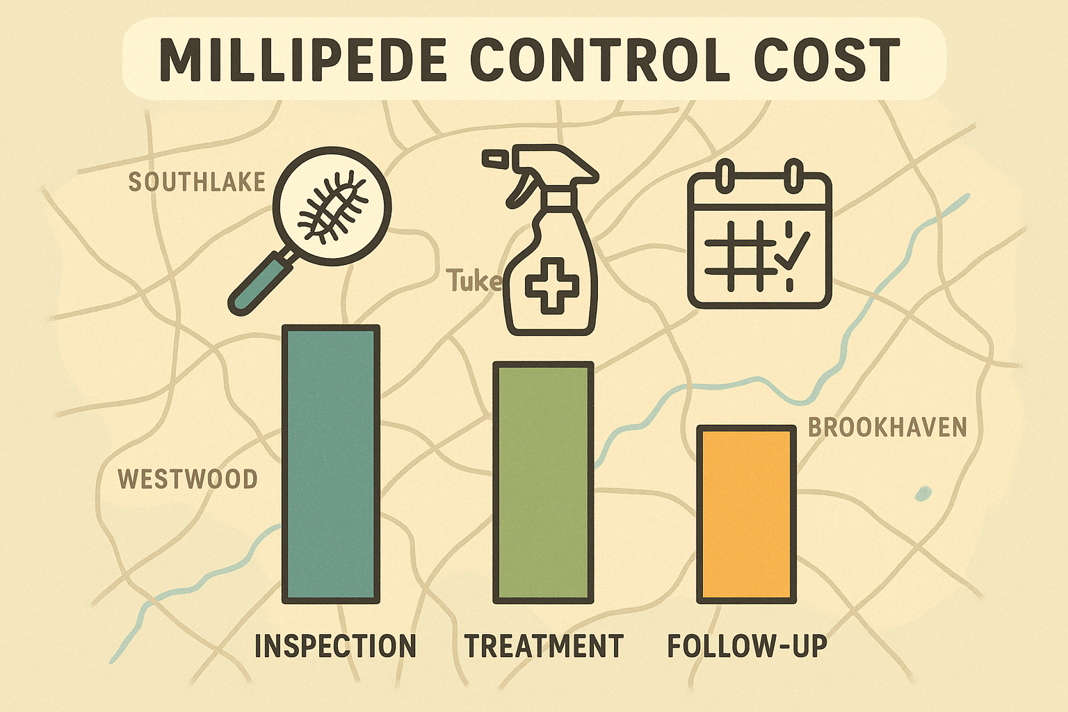 Infographic showing price ranges for millipede control services in Tucker, GA