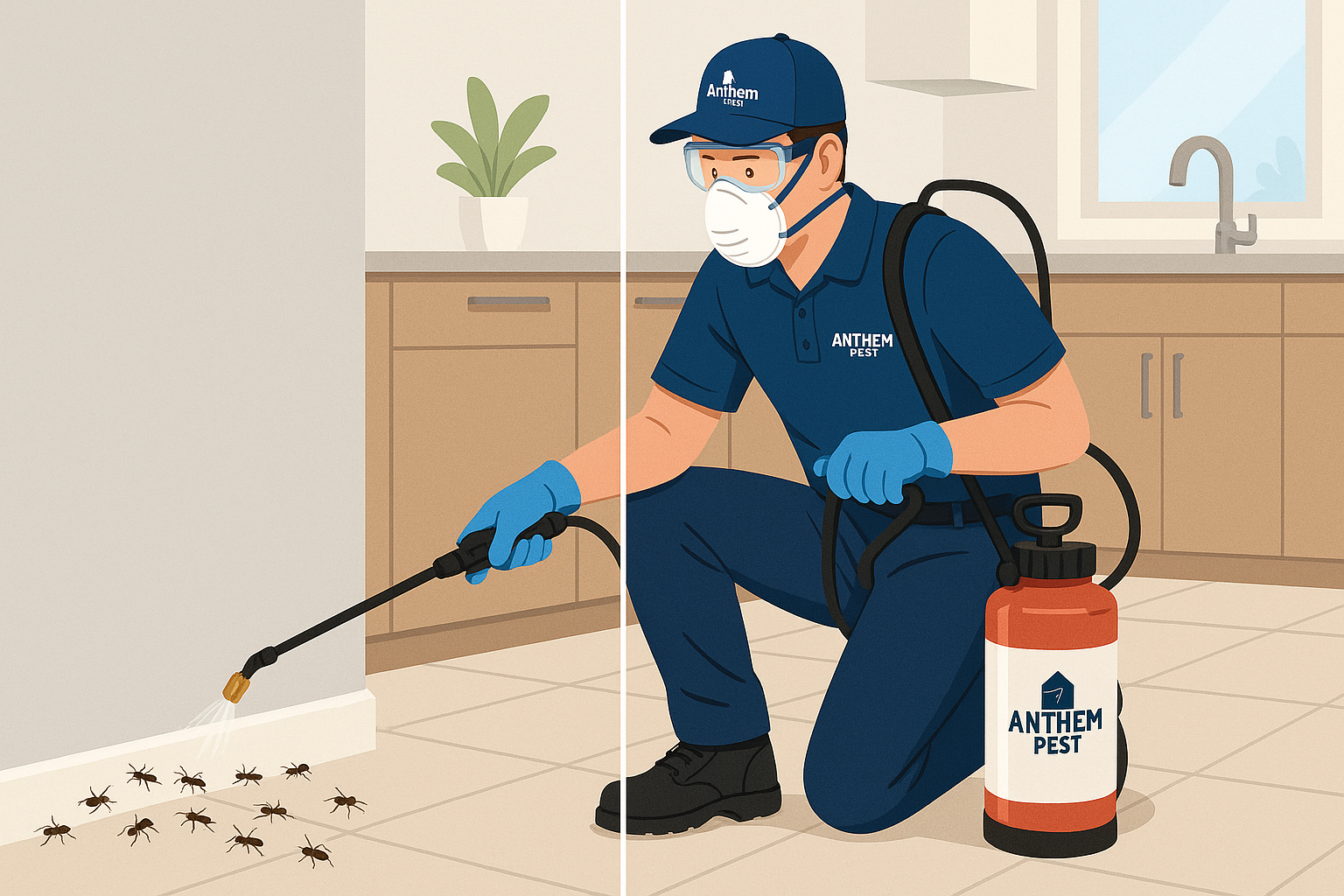 Illustration of various pest treatment methods