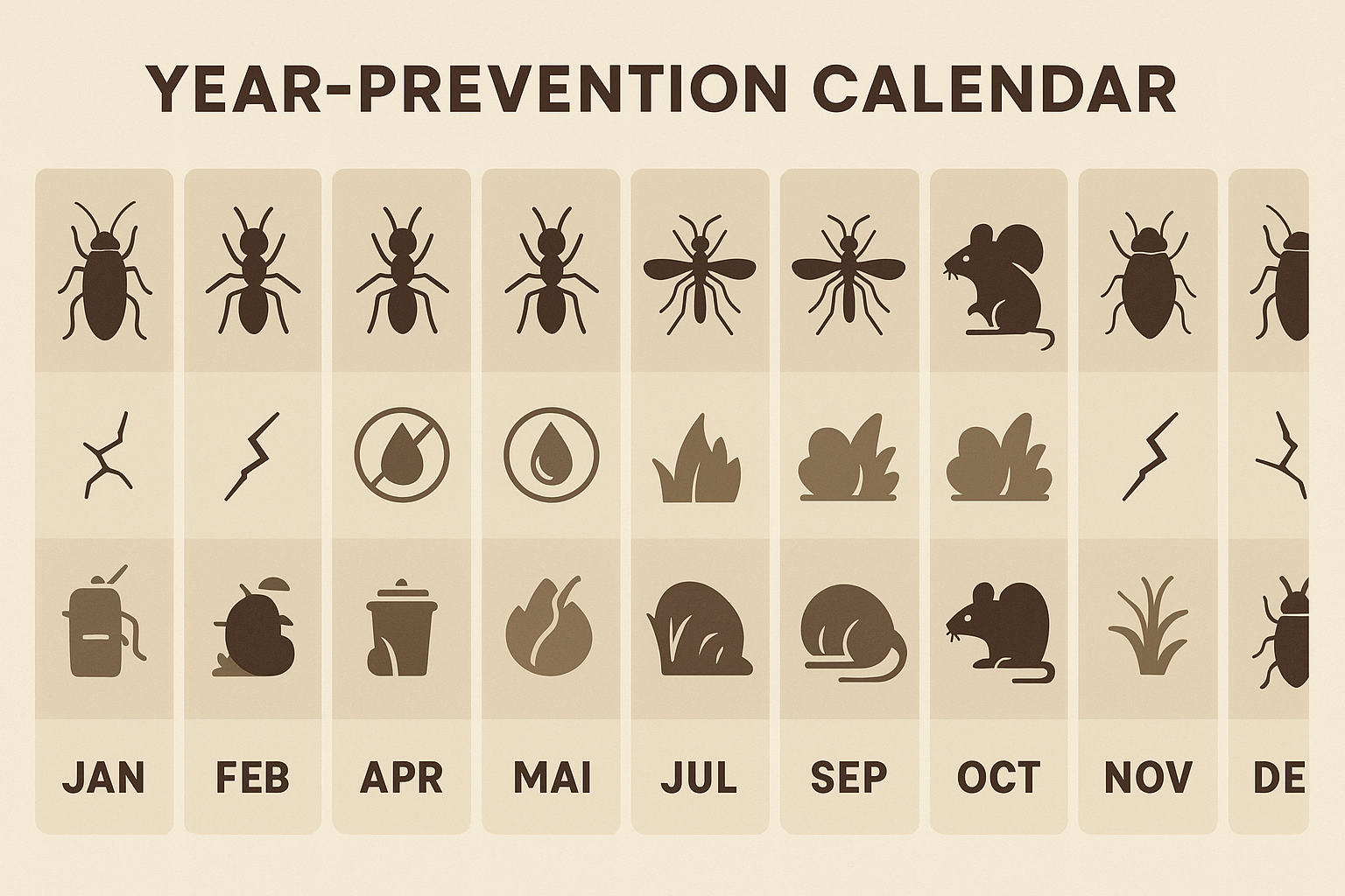 Seasonal pest activity calendar graphic