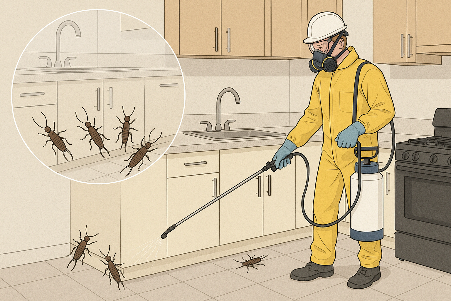 Professional pest technician applying treatment