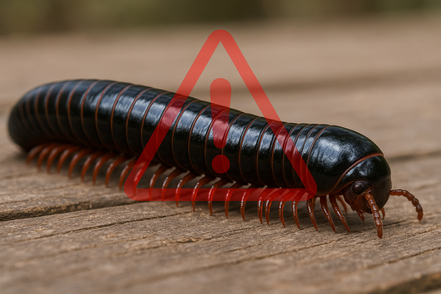 Close‑up of a dark gray millipede with multiple leg pairs
