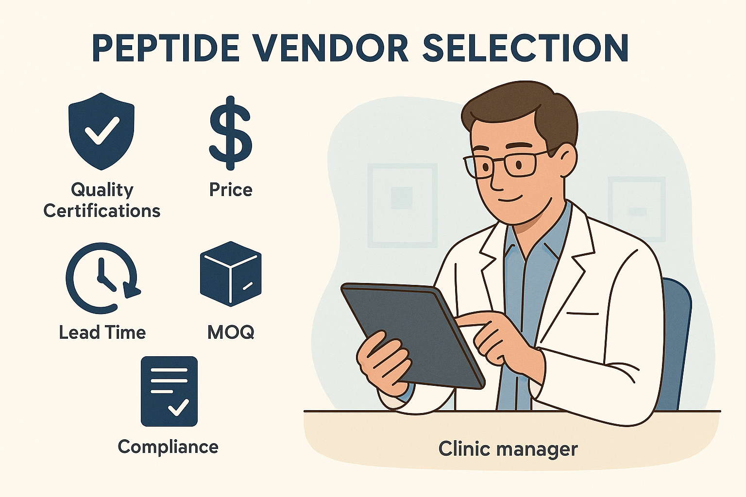 Decision matrix infographic for peptide vendor selection