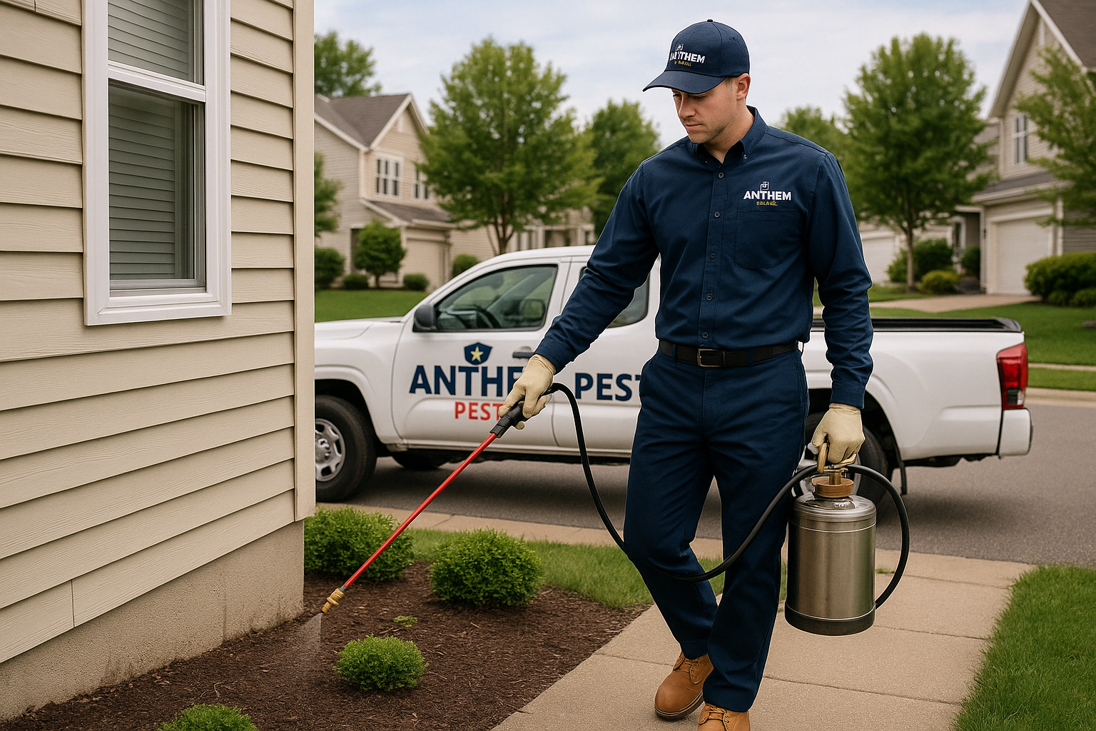 Anthem Pest technician inspecting a home in Austin, Texas