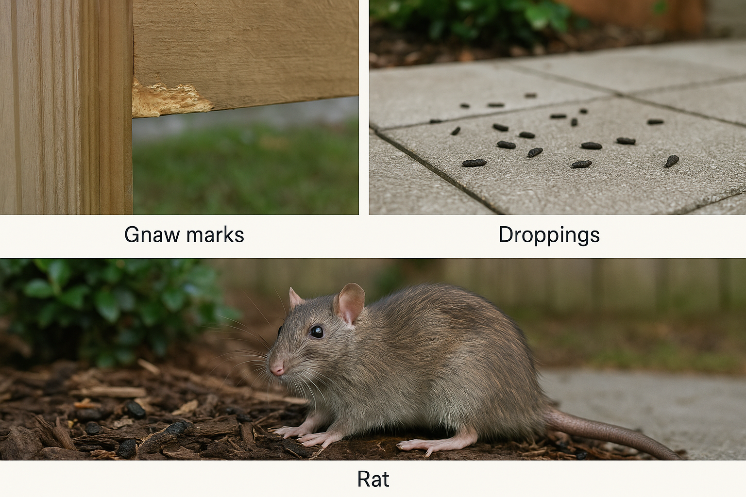 Diagram of common rat species and signs of infestation