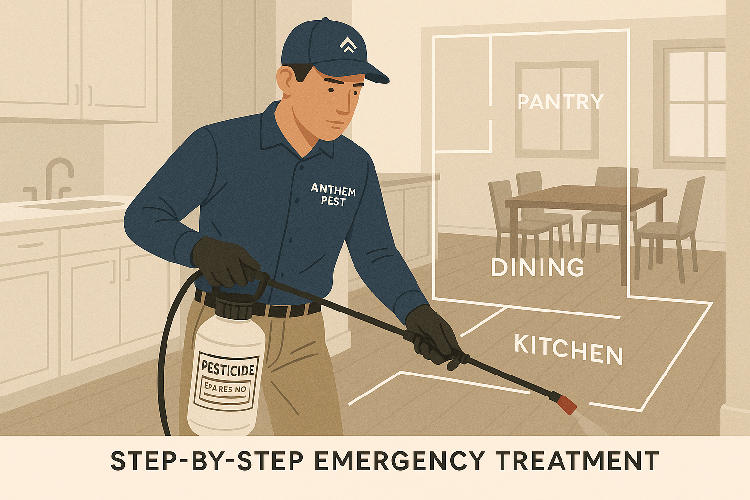 Illustration of fruit‑fly treatment steps
