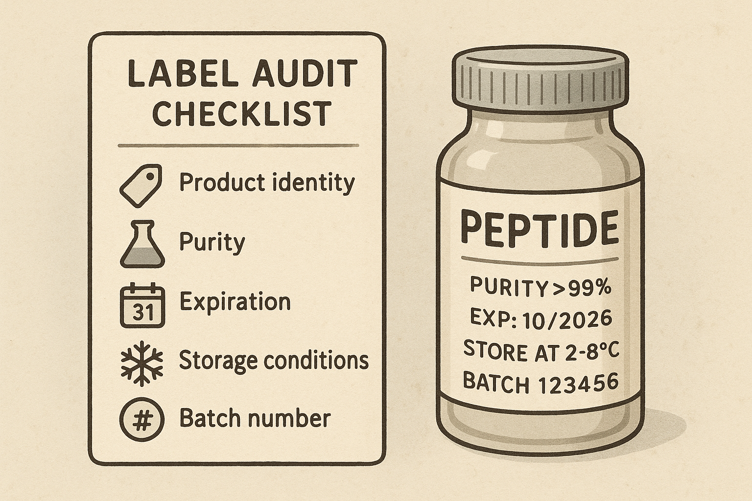 Sample peptide label showing key compliance elements
