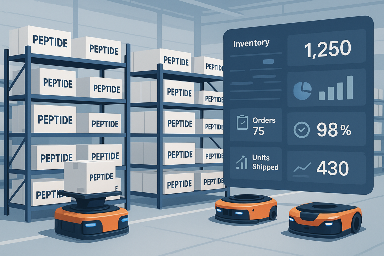 Illustration of a streamlined global peptide supply chain