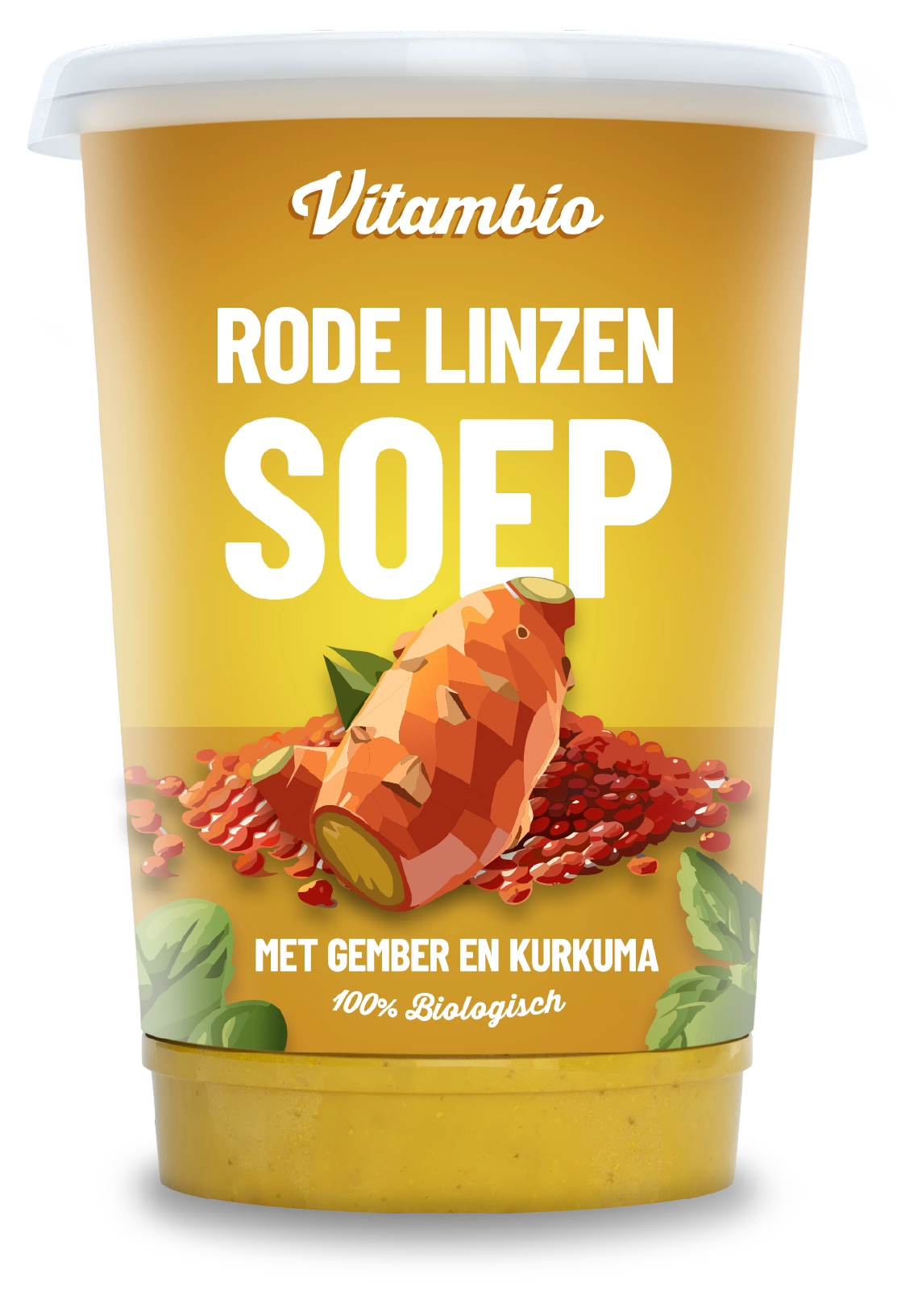 Rode linzen soep met gember en kurkuma