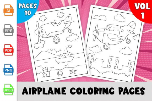 Airplane Coloring Pages Vol-1 Preview