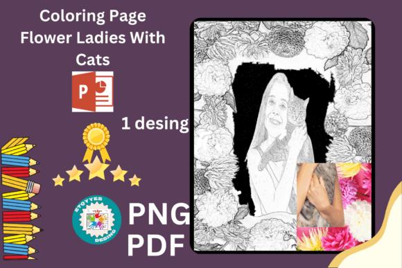 Flower Ladies with Cats coloring page