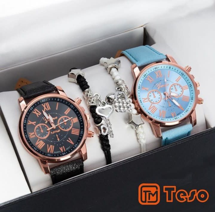Teso-4-in-1-couple-watch-couple-bracelet-blueblack
