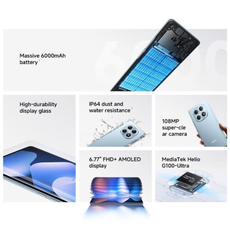 XIAOMI Redmi Note 15, 6.8", 6GB RAM + 128GB, 6000mAh, Black (25 Months Warranty)