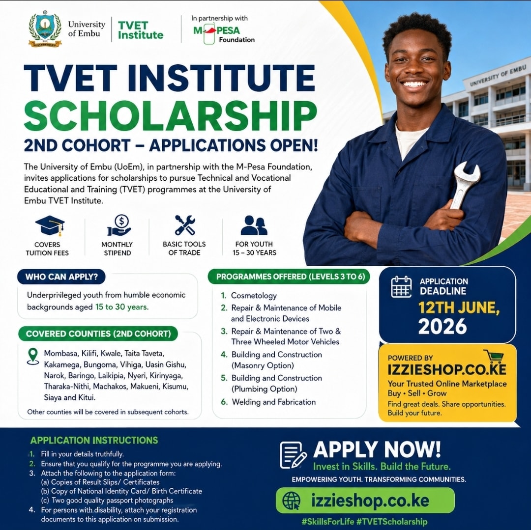 University of Embu TVET Institute Scholarship Application Form - 2nd Cohort