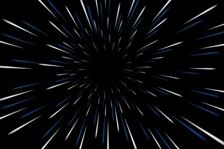 Warp stars galaxy vector illustration. zoom in light speed space