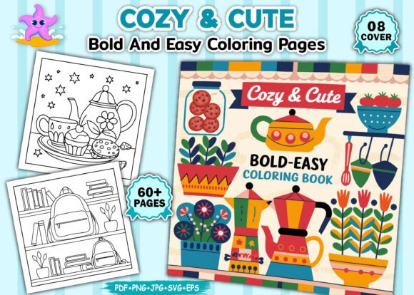 Cozy & Cute Coloring Book Cover