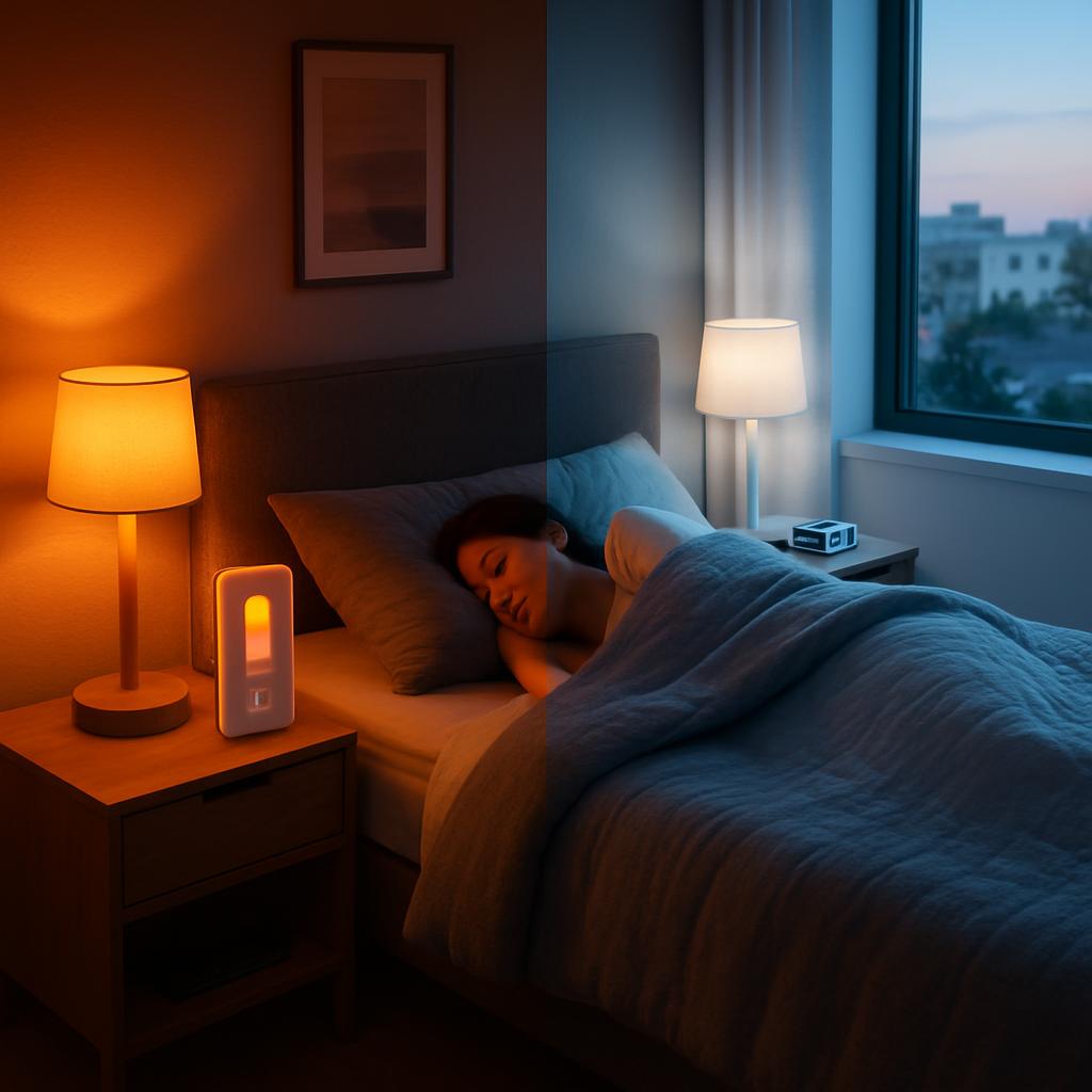 smart lights for sleep, circadian rhythm lighting, light therapy at home, sync circadian rhythm, melatonin boosting lights, smart circadian bulbs, blue light filter, sleep optimization lighting, smart bedroom lighting, light therapy devices