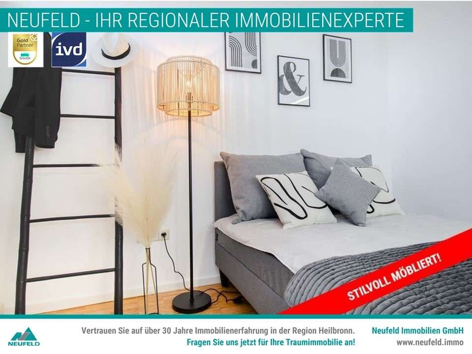 Möblierte 1-Zimmer Wohnung mit großartiger Loggia zentral in Heilbronn wartet auf Sie! - Foto 3