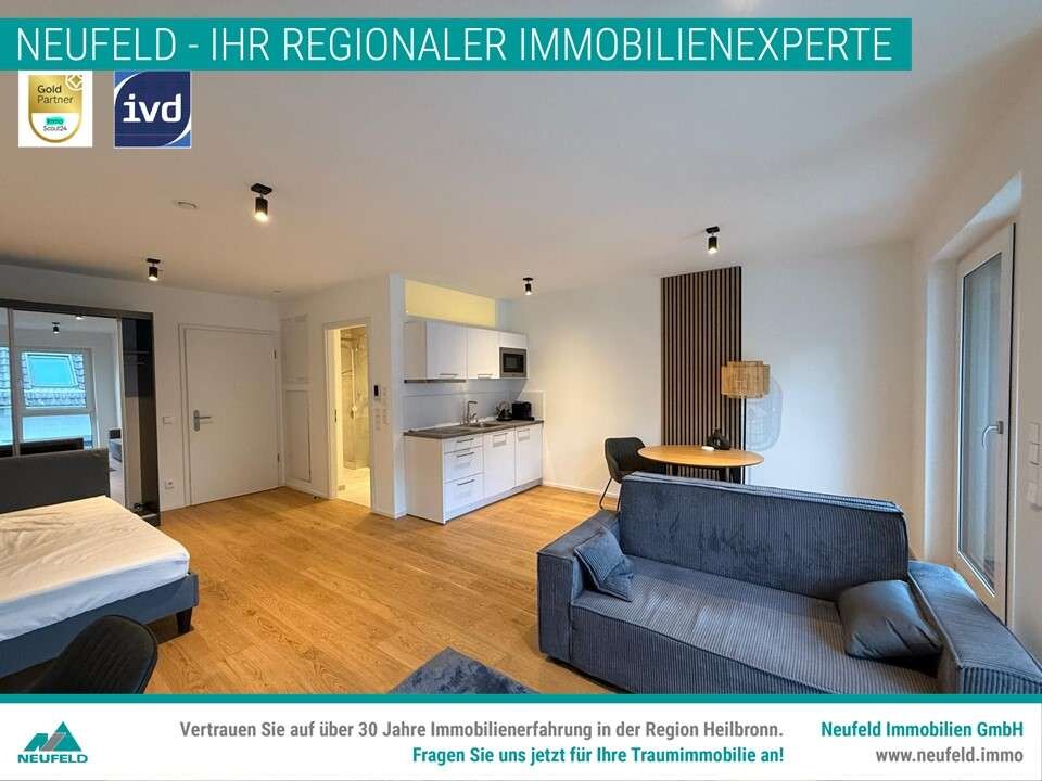 Möblierte 1-Zimmer Wohnung mit Balkon in der Heilbronner Innenstadt! - Photo 2