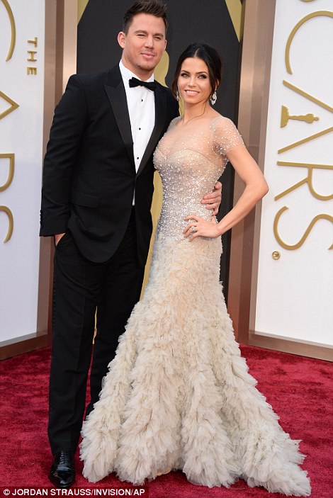 Two is better than one: Oscar nominee Christian Bale and wife Sibi Blazic arrived while Channing Tatum arrived with wife Jenna Dewan-Tatum looked striking in a fluffy white gown