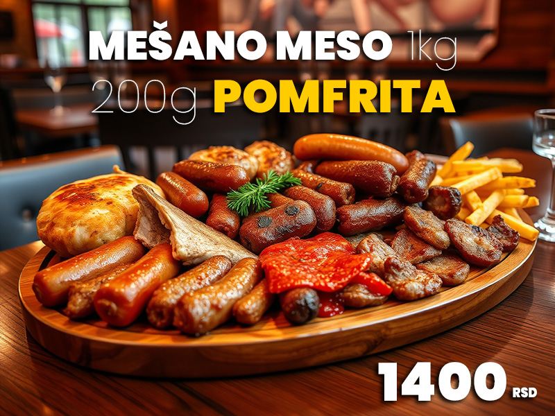 Mešano meso 1 kg + pomfrit 200g