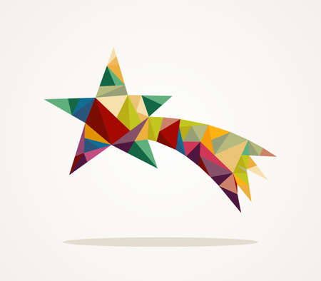 Isolated merry christmas colorful abstract shooting star with geometric composition