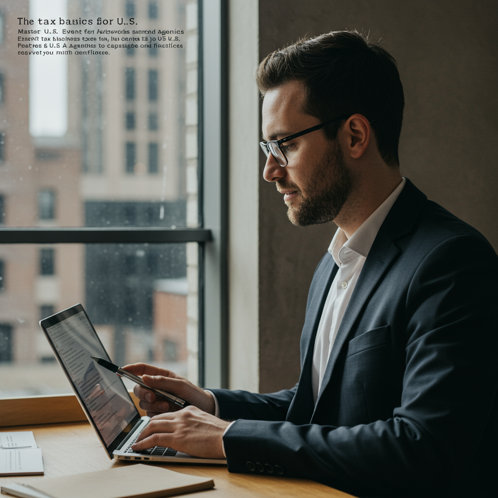 An organized desk with a laptop displaying financial charts, a calculator, and notebooks, symbolizing effective tax planning for an event business.