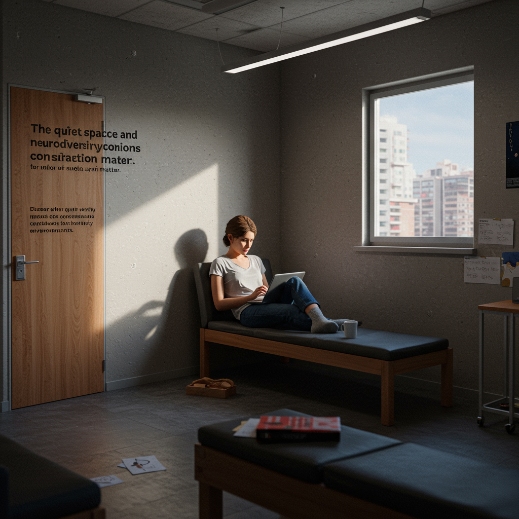 An infographic showing the benefits of a quiet space, such as improved concentration and reduced stress.