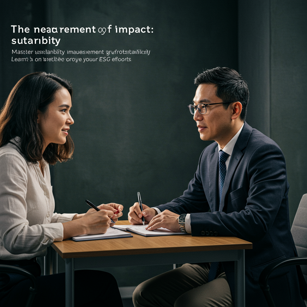 An interactive sustainability report displayed on a tablet, showing dynamic charts and embedded video content.