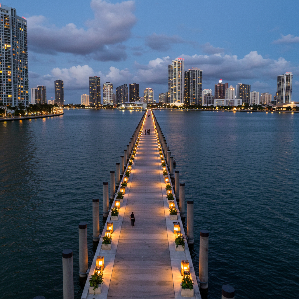 A beautifully set table at an elegant outdoor event in Miami, showcasing successful planning.