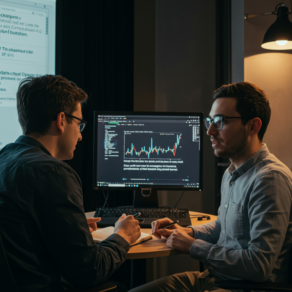 A team of hackathon participants presenting their project on a stage to a panel of judges.