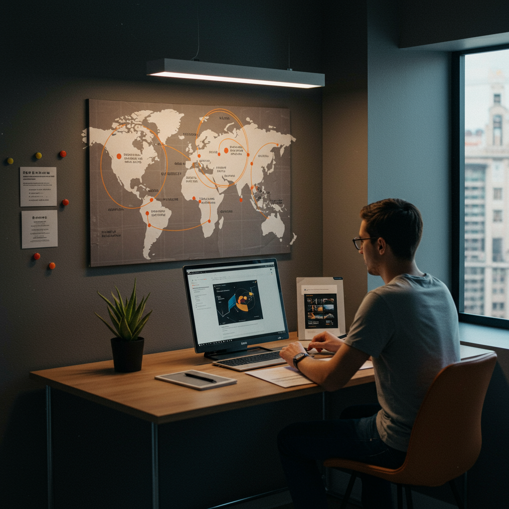 An abstract visualization of interconnected data points creating a personalized customer journey map.