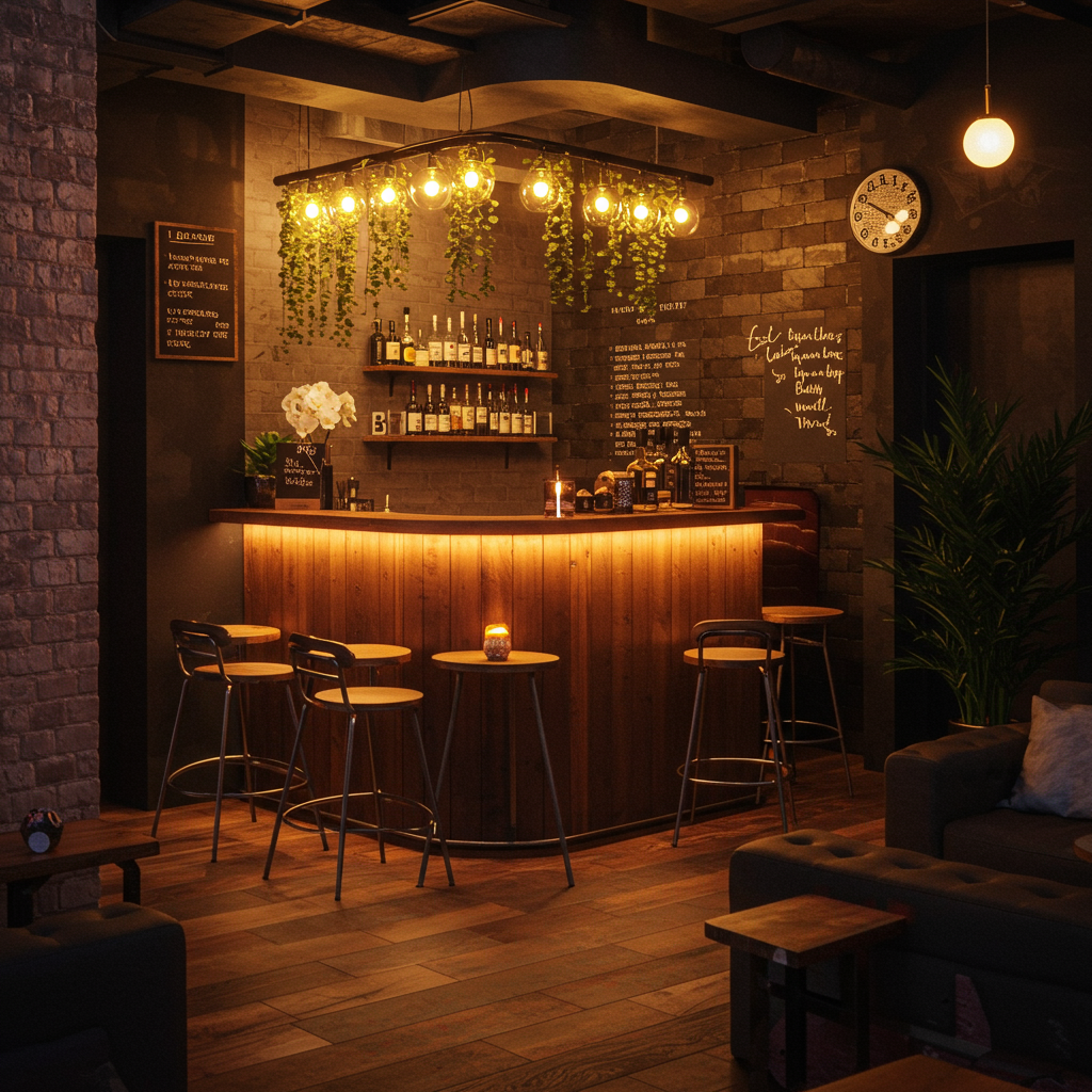 An elegant and modern boutique event space with unique architectural details, typical of Shoreditch or South Bank venues.