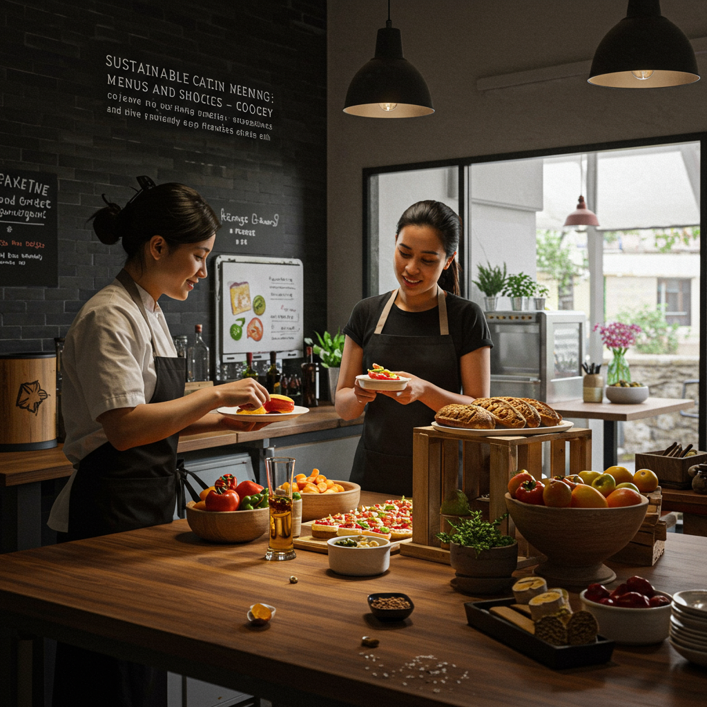 Fresh, seasonal ingredients arranged for a sustainable catering event