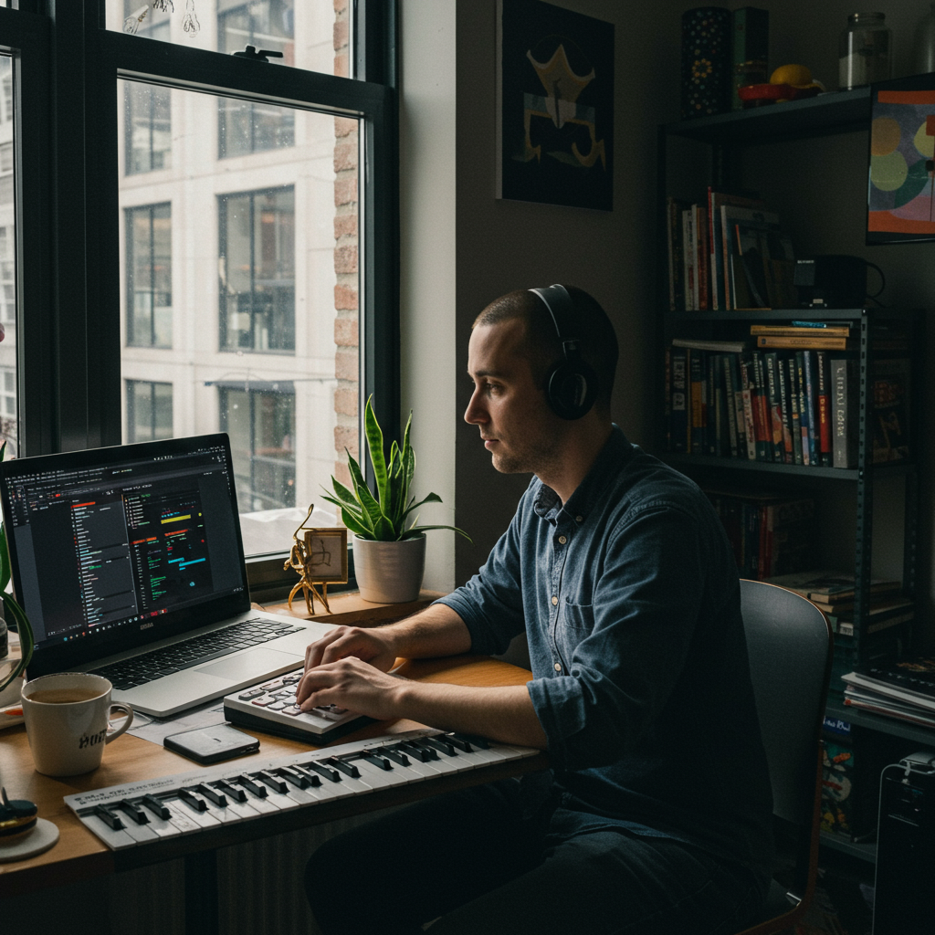 Visual representation of sound waves and musical notes, symbolizing the creative work protected by music licensing.